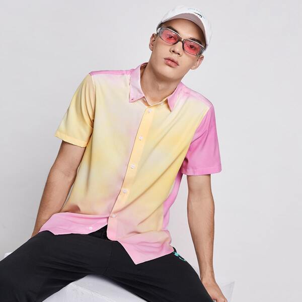 

Men Ombre Button Up Shirt, Multicolor