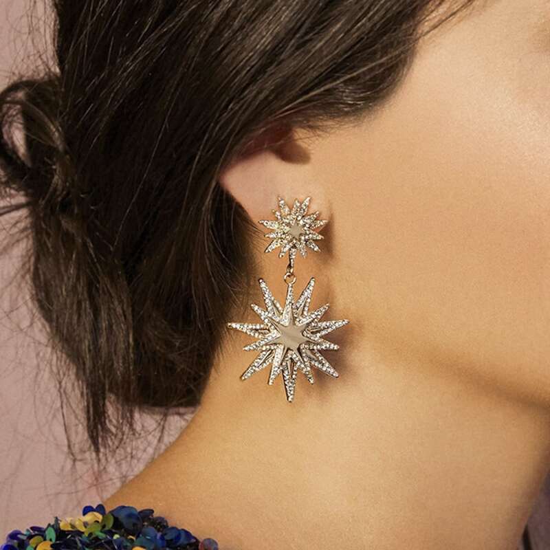 

Rhinestone Drop Earrings, Gold