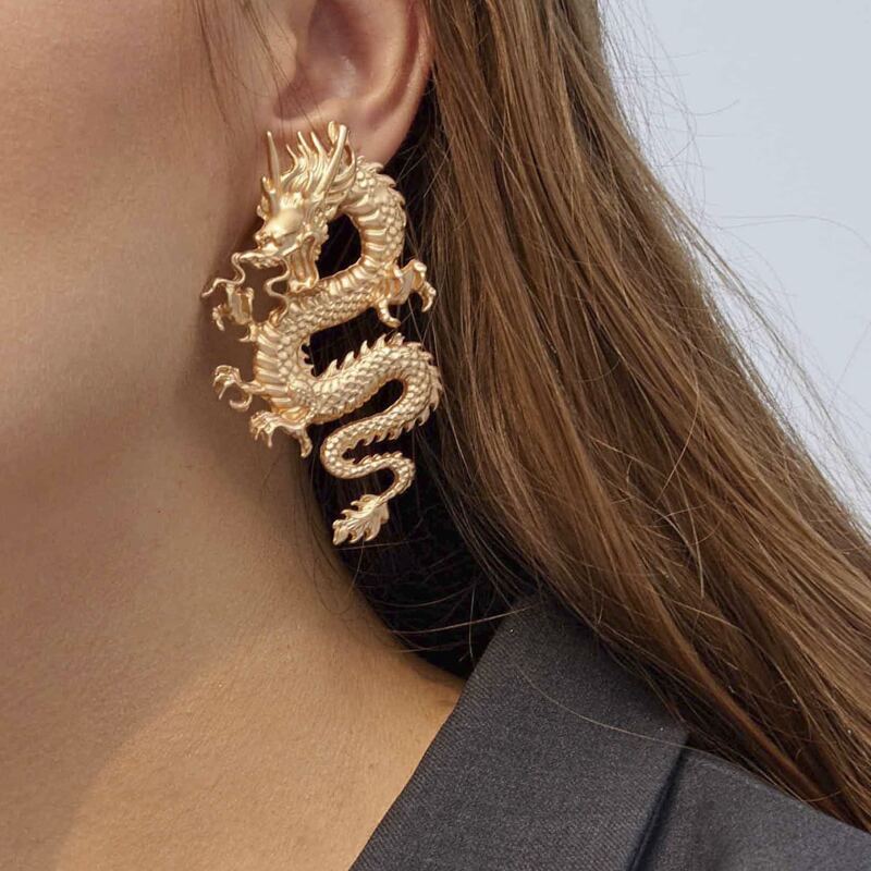 

Dragon Drop Earrings, Gold