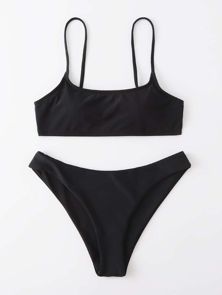Cut-Out Back Bikini Set For Summer Beach Vacation - Black - View 3