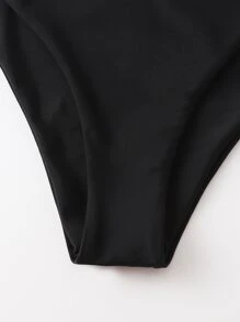 Conjunto de bikini con espalda recortada para vacaciones de verano en la playa - Negro - Ver 5