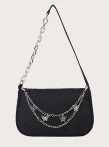 Sac À Main De Designer De Luxe Pour Femmes, Sac Banane Rétro Pour Femmes, Sac À Bandoulière En Nylon, Sac À Main En Métal Pour Chaîne Solide De Couleur Solide À La Mode