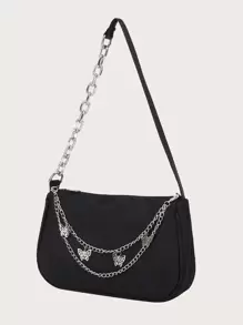 Sac À Main De Designer De Luxe Pour Femmes, Sac Banane Rétro Pour Femmes, Sac À Bandoulière En Nylon, Sac À Main En Métal Pour Chaîne Solide De Couleur Solide À La Mode