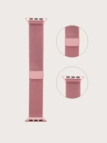 米蘭金屬磁性防水一體式錶帶 相容蘋果1-9系列 - 粉色 - 查看 4