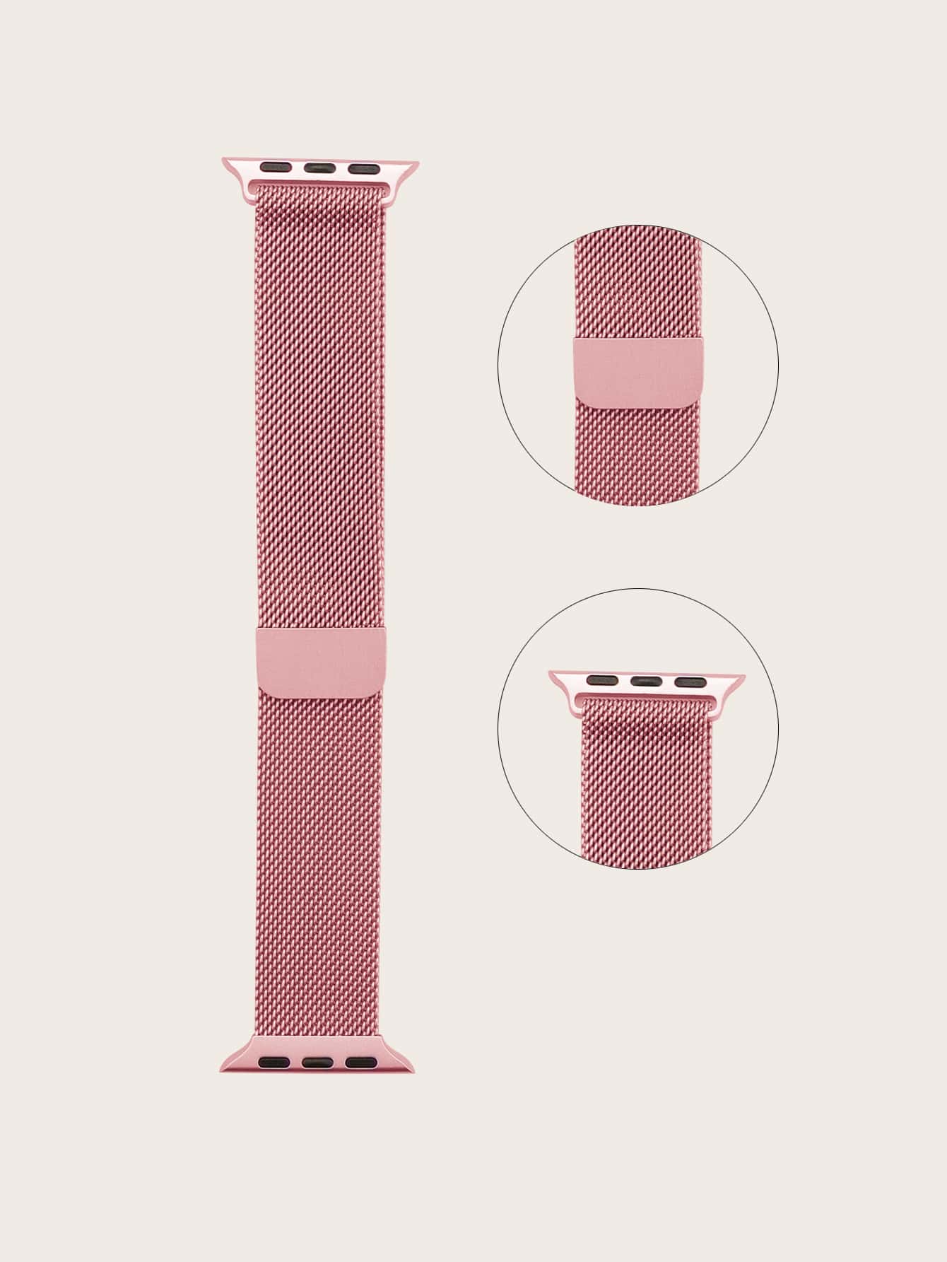 Correa de reloj integrada impermeable magnética milanesa del metal compatible con las series de Apple 1-9 - Rosa - Añade 4