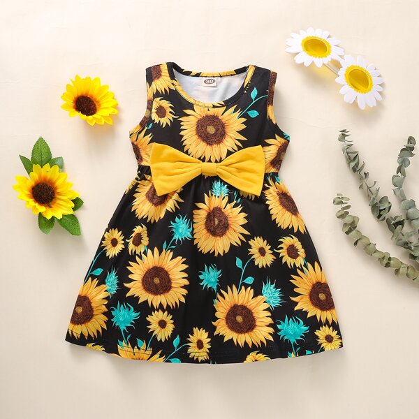 

Baby Girl Big Bow Front Allover Floral Dress, Multicolor