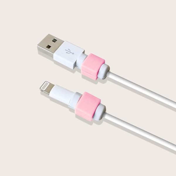 

5pcs Silicone Data Cable Protector, Pink