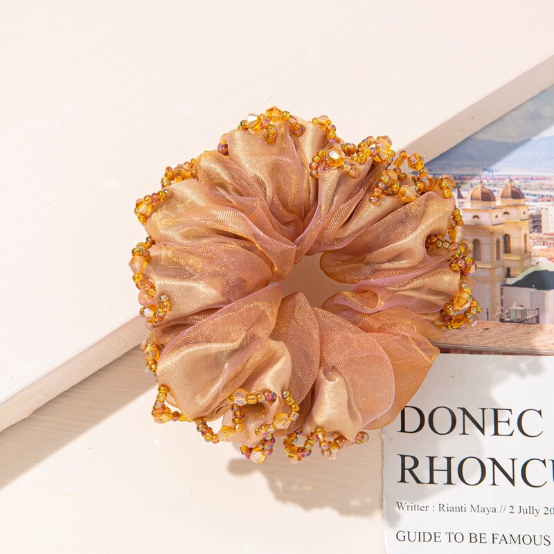 

Bead Decor Scrunchie, Champagne