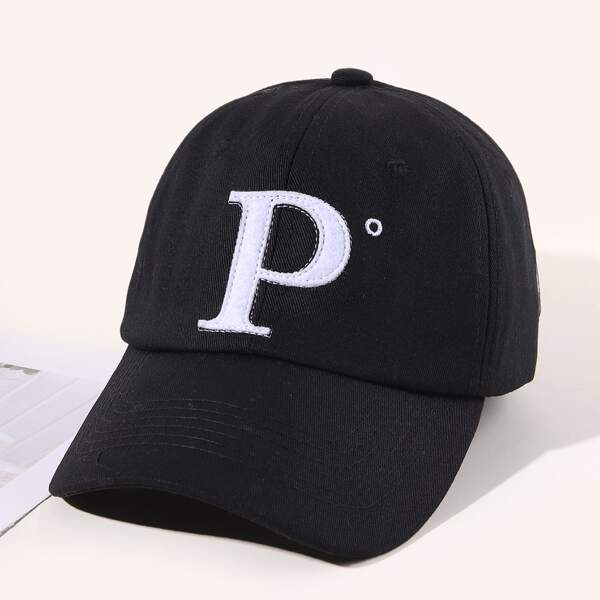 

Letter Patch Decor Baseball Cap, Black
