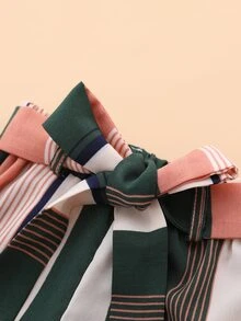 Bebé niña Pantalones de pierna ancha de rayas con cinturón - Multicolor - Ver 4