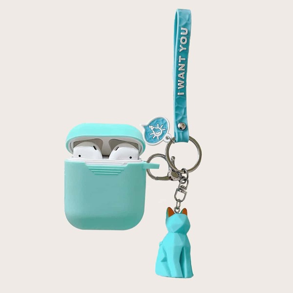 

Cat Charm AirPods Case, Mint blue