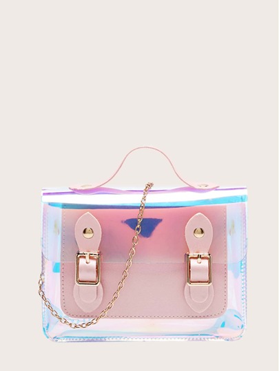 Girls Holographic Chain Satchel Bag