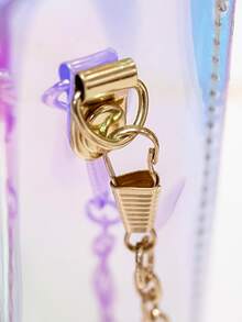 Girls Holographic Chain Satchel Bag - Pink - View 3