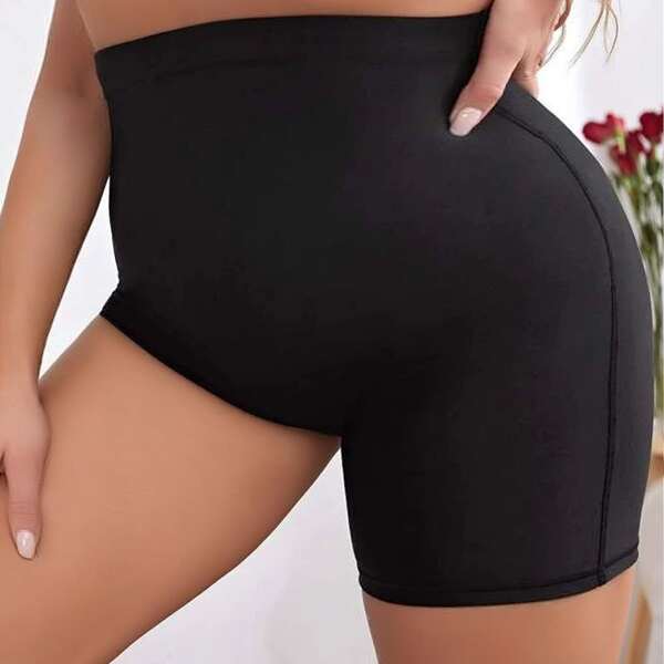 

Plus Solid Shapewear Shorts, Black