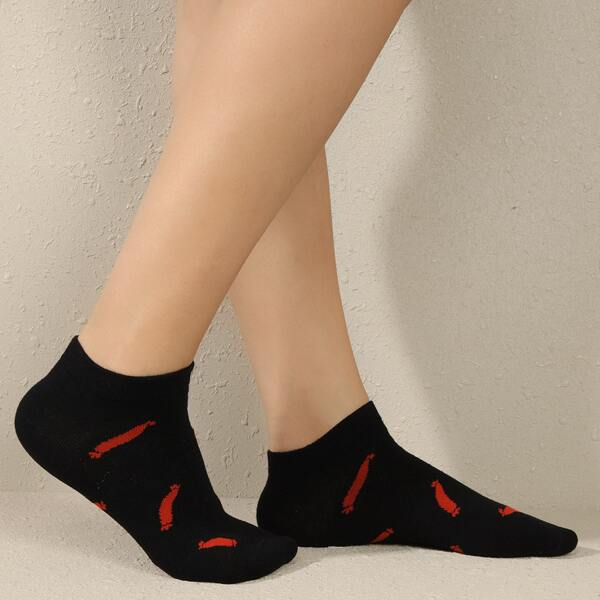 

Graphic Ankle Socks, Black