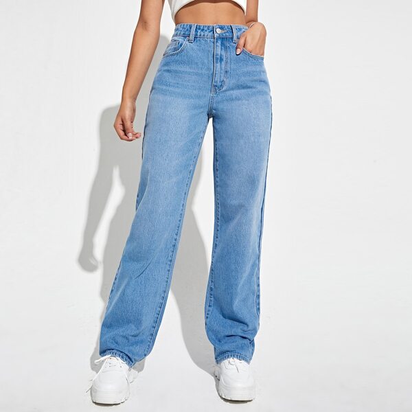 

Slant Pocket Straight Leg Jeans, Light wash