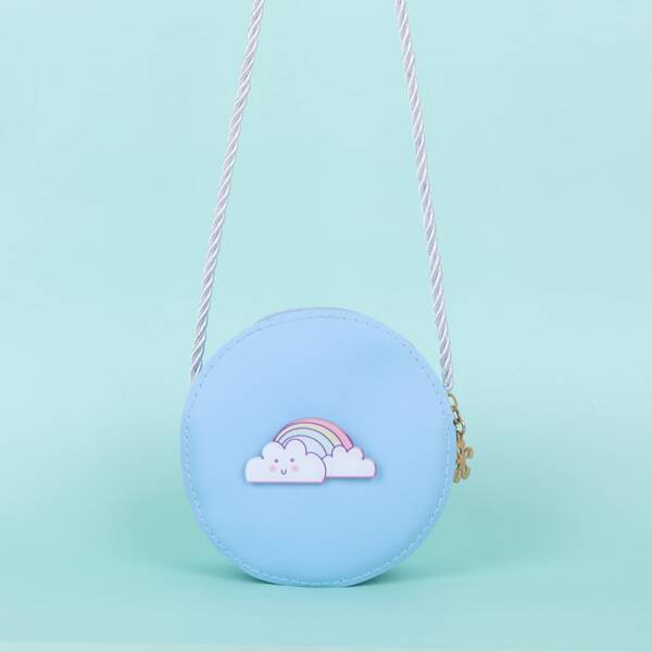 

Girls Rainbow Decor Circle Bag, Blue