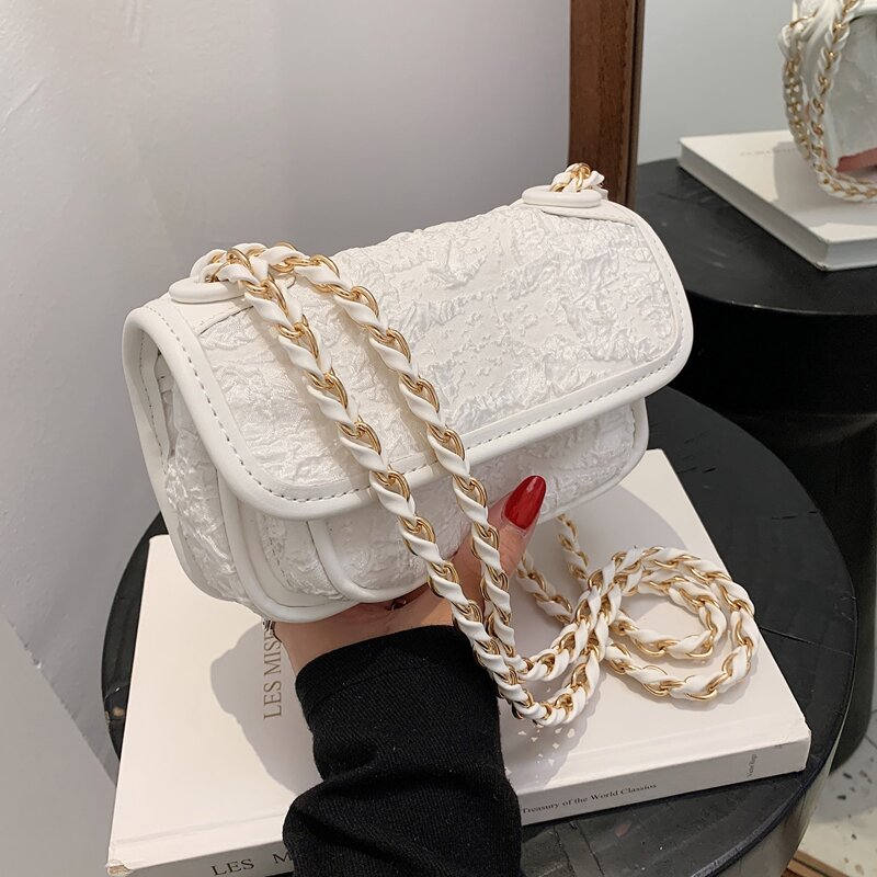 

Minimalist Flap Shoulder Bag, White