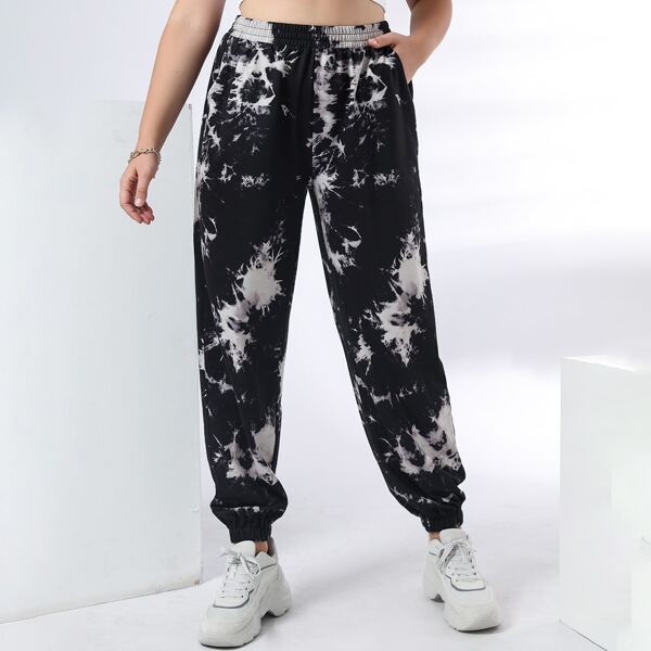 

Plus Tie Dye Sweatpants, Black