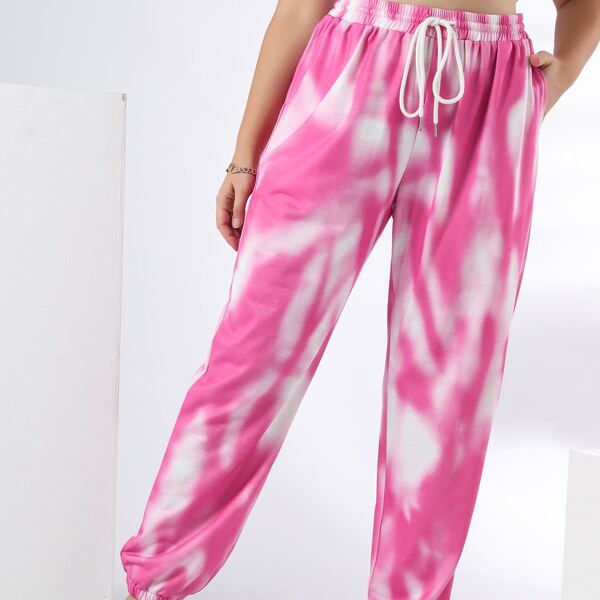 

Plus Tie Dye Drawstring Sweatpants, Multicolor