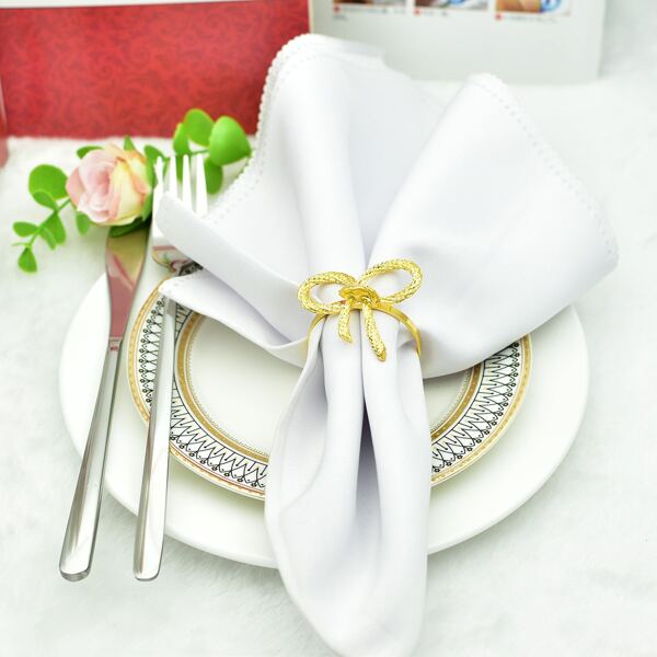 

4pcs Bow Design Napkin Ring, Gold