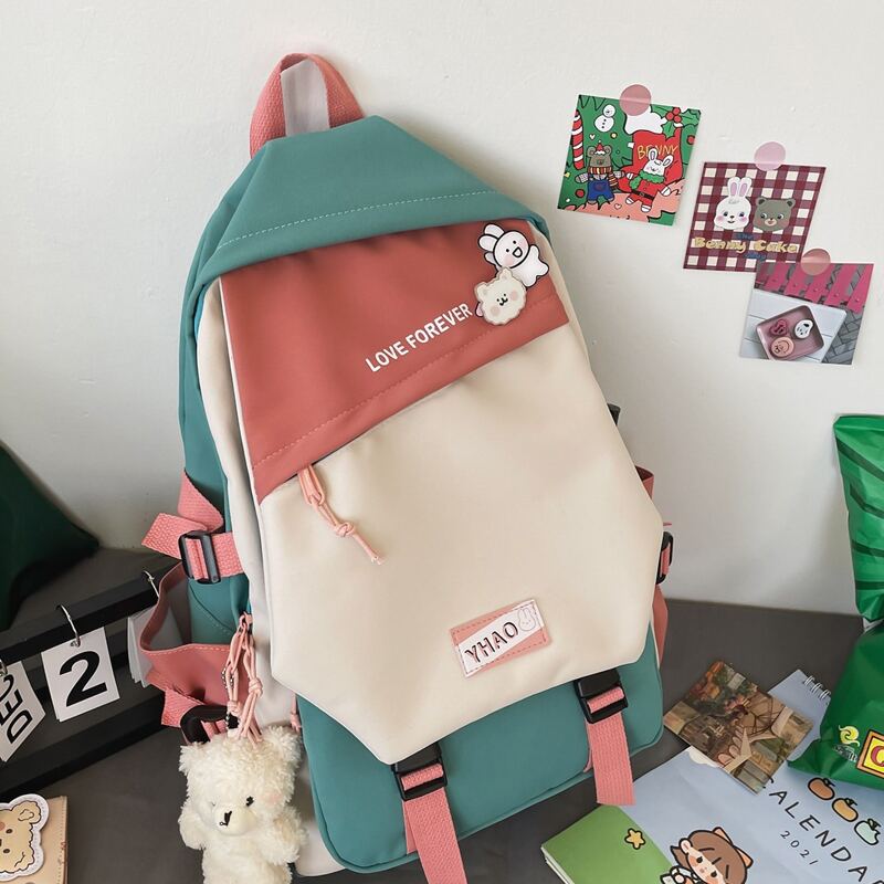 

Zip Front Colorblock Backpack, Green