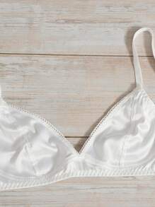 Solid Satin Bra & Panty Lingerie Set - White - View 5