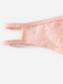 Classic Sexy Floral Lace Crotchless Panty Lingerie - Pink - View 3