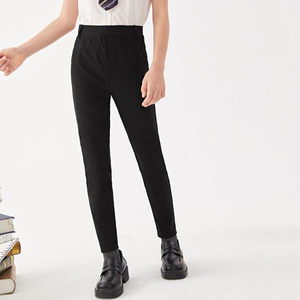 

Girls Elastic Waist Skinny Pants, Black