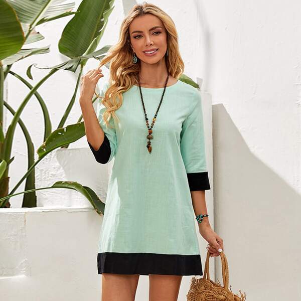 

Colorblock Tunic Dress, Mint green