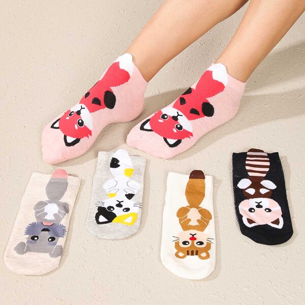 

5pairs Cartoon Graphic Socks, Multicolor