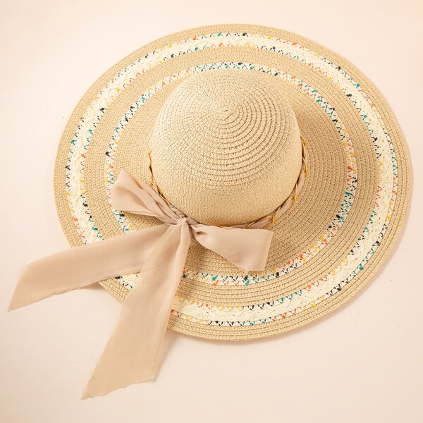 

Bow Decor Straw Hat, Multicolor