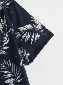 SHEIN Tween Boy Leaf Print Tee - Black and White - View 4