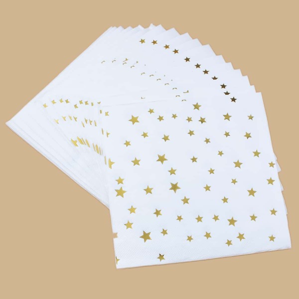 

20pcs Star Pattern Paper Napkin, White