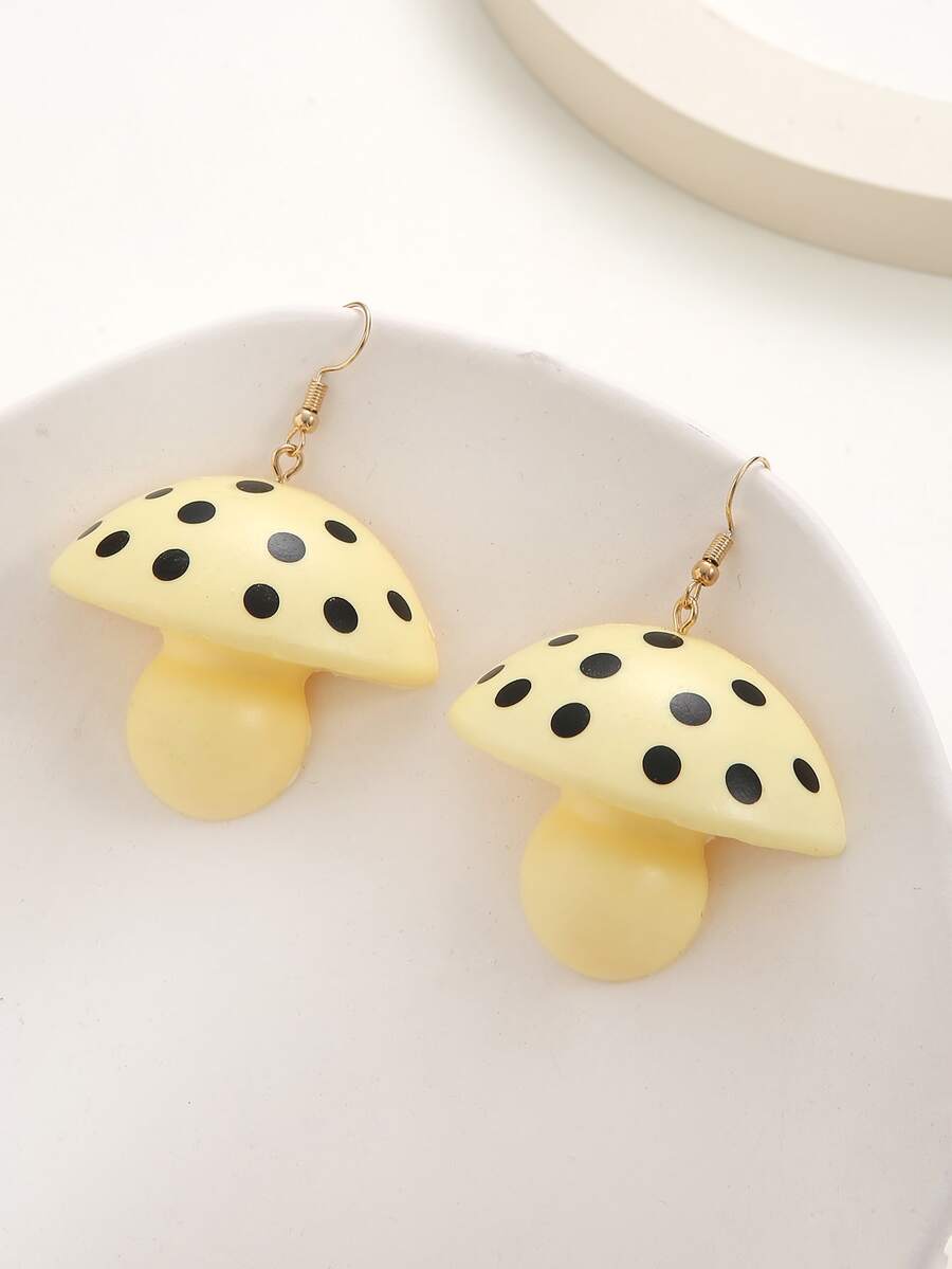 Pendientes largos con diseño de seta - Multicolor - Ver 1