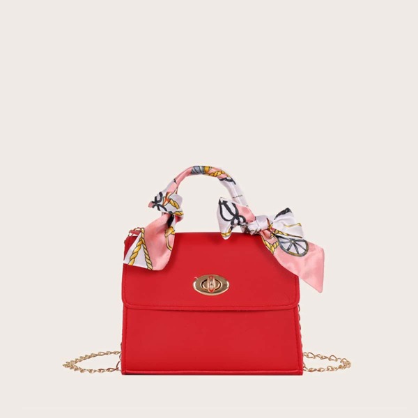 

Girls Twilly Scarf Decor Satchel Bag, Red