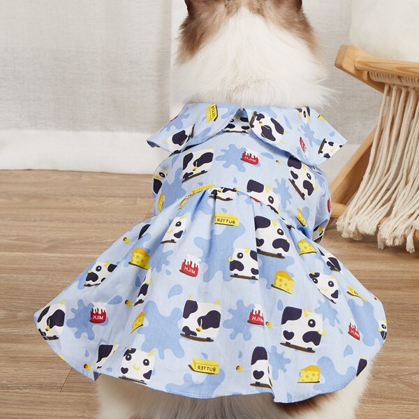 

Cartoon Cow Print Pet Dress, Multicolor