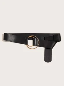 Cinturón ancho con diseño de aro - Negro - Ver 2