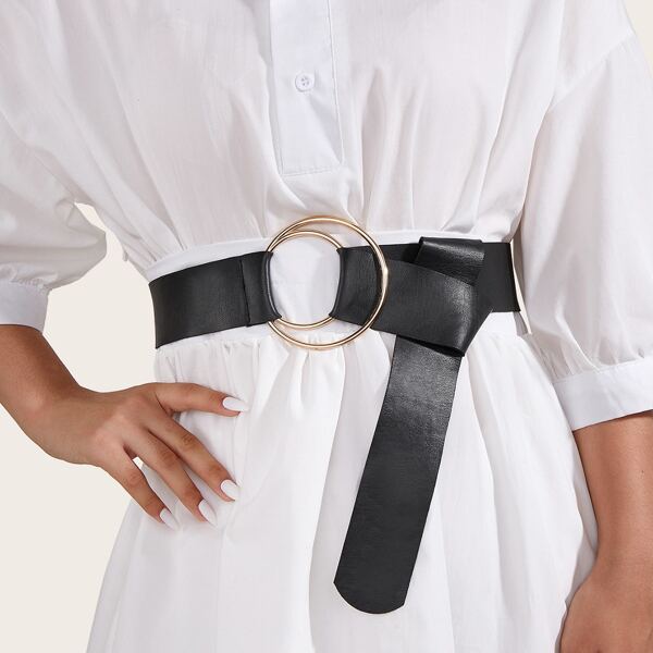 

Ring Decor Wide Belt, Black