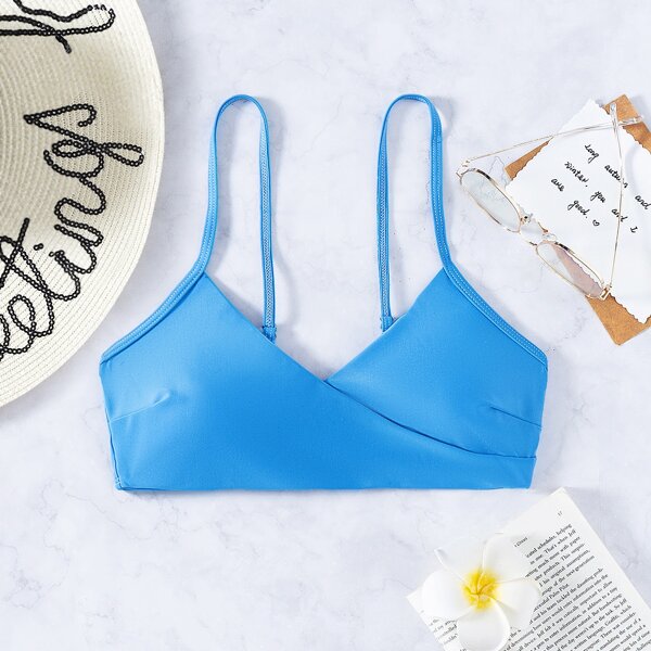 

Surplice Neck Bikini Top, Blue