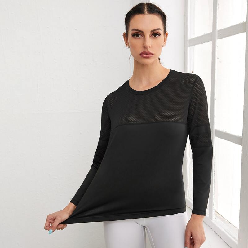 

Absorbs Sweat Breathable Sports Tee, Black