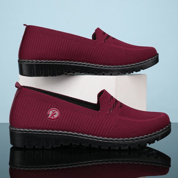 

Striped Mesh Slip On Sneakers, Burgundy