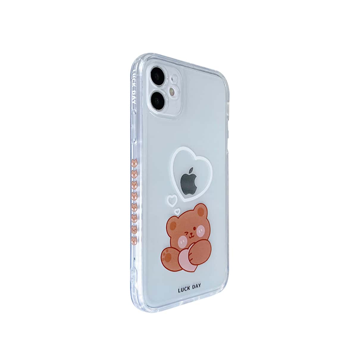 

Bear & Heart Print Phone Case, Clear