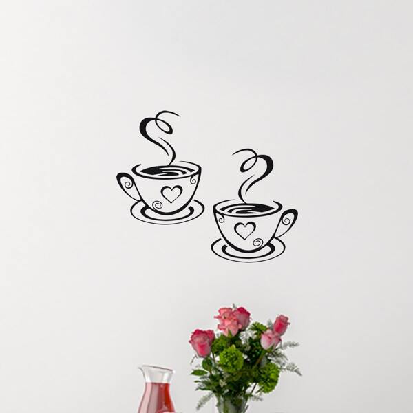 

Coffee Cup Print Wall Sticker, Black