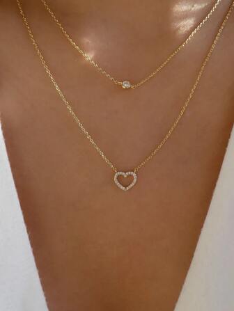 قلادة طبقات بتعليقة قلب