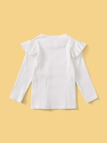 SHEIN Camiseta con ribete de volantes para niña joven - Blanco - Ver 2
