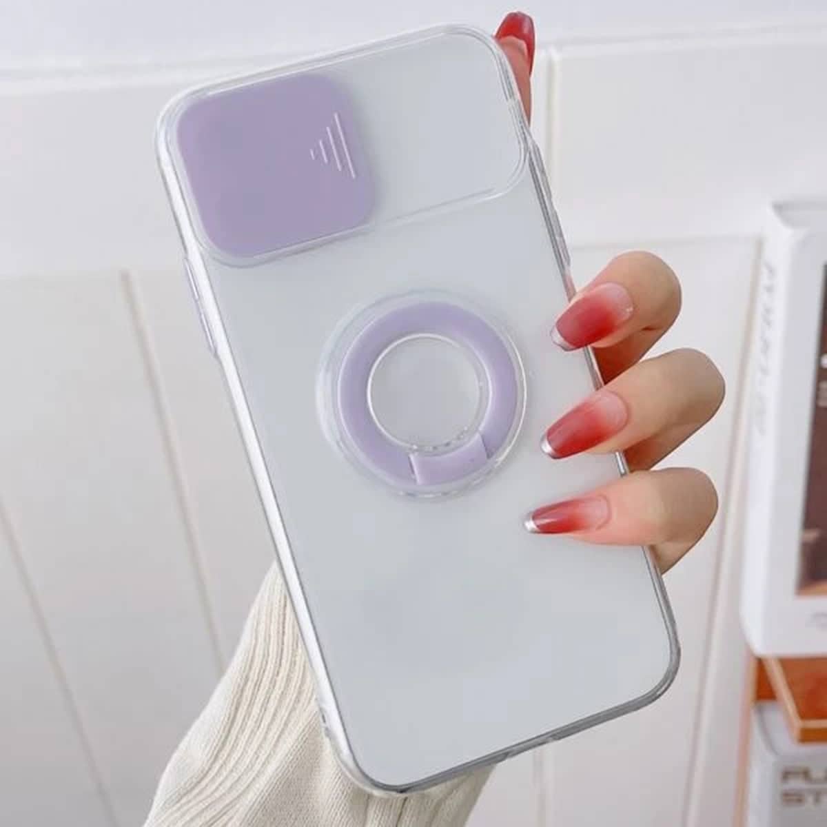 

Slide Camera Cover Phone Case With Ring Holder, Purple