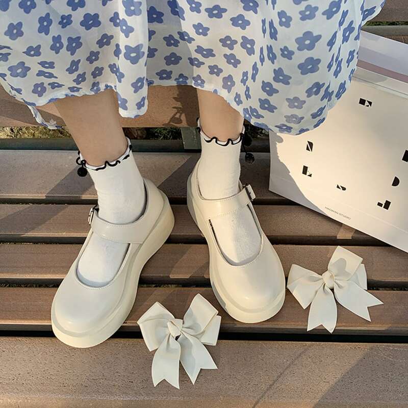 

Patent Leather Buckle Strap Wedges, Beige