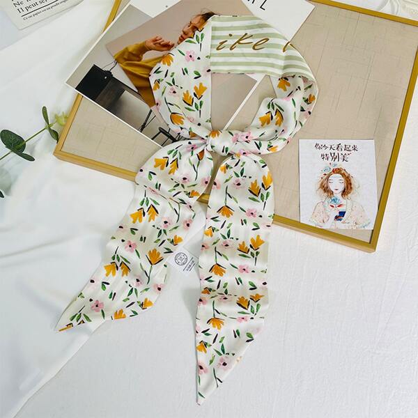 

Flower Print Twilly Scarf, Multicolor