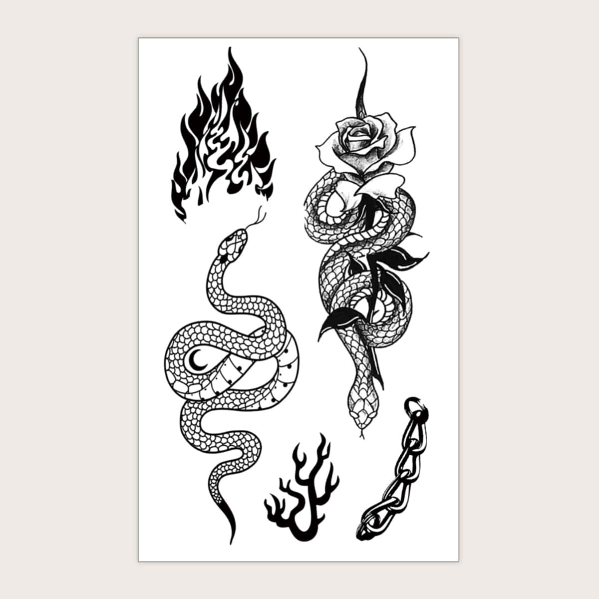 

1sheet Snake & Flower Tattoo Sticker, Black